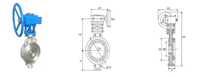 DN100 PN10/PN16 Worm Gear Driven Flange Double Eccentric Butterfly Valve